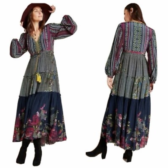 NWT Anthropologie Bhanuni by Jyoti Tatiana Tiered Maxi Dress. - Picture 12 of 12